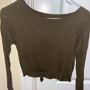 Two Cropped Tie Long Sleeve T-Shirt